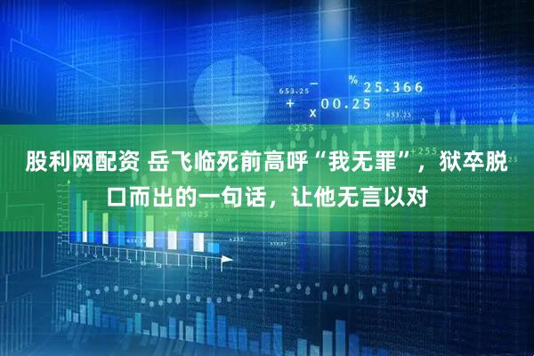 股利网配资 岳飞临死前高呼“我无罪”，狱卒脱口而出的一句话，让他无言以对