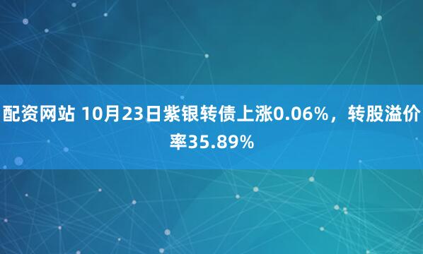 配资网站 10月23日紫银转债上涨0.06%，转股溢价率35.89%