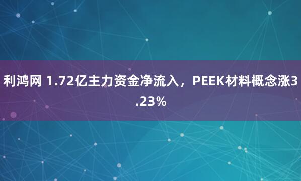 利鸿网 1.72亿主力资金净流入，PEEK材料概念涨3.23%